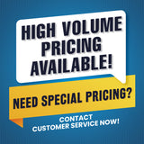 High Volume Pricing banner with black text displayed on white and yellow boxes, promoting special pricing and customer service contact.
