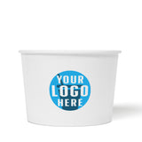 16 oz custom printed recyclable paper food container with "Your Logo Here" on white background