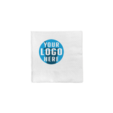 3-PLY White Beverage Napkin with "Your Logo Here" on white background