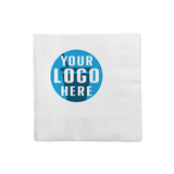 3-PLY White Lunch Napkin with "Your Logo Here" on white background