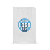 Large White Paper Sandwich Bag with "Your logo here" in front of a white background.