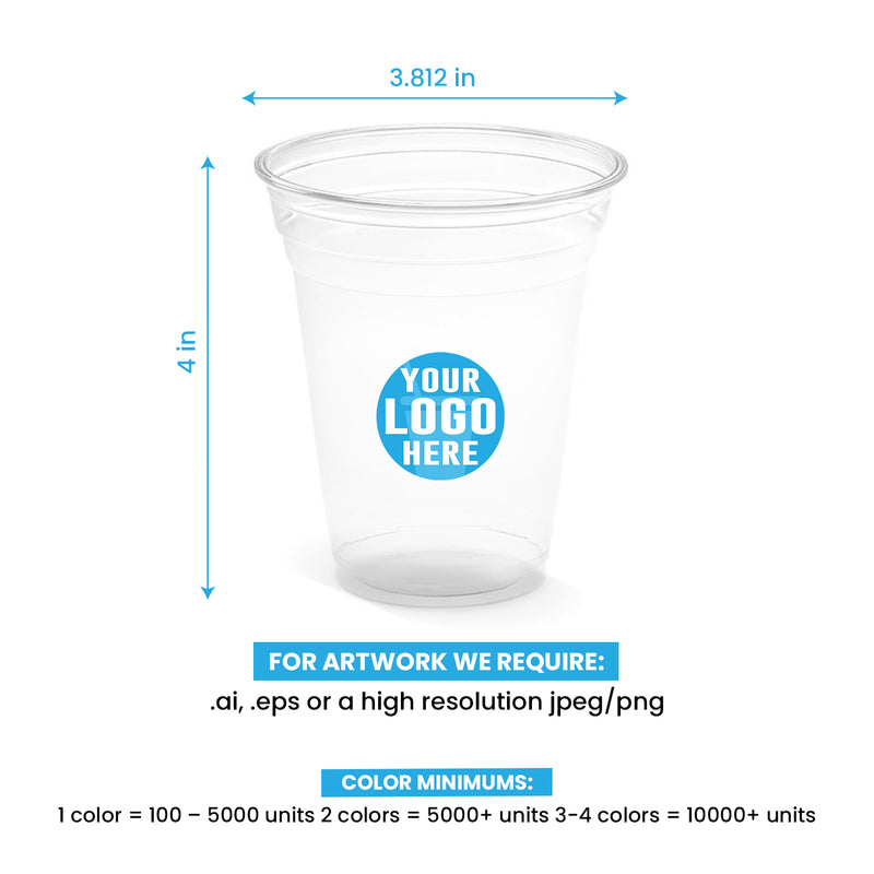 12 oz. Custom Printed Recyclable Plastic Cup - THE CUP STORE CANADA