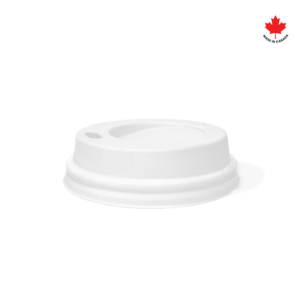 White Dome Lid For 4 oz. Recyclable And Compostable Single Wall Paper Cup