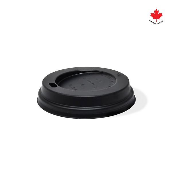 Black Dome Lid For 8 oz. Recyclable And Compostable Single Wall Paper Cup