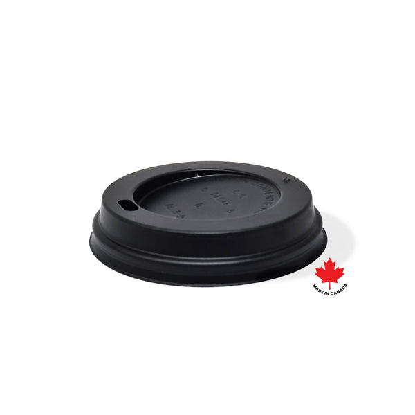 Black Dome Lid For 8 oz. Recyclable And Compostable Single Wall Paper Cup