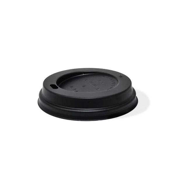 Black Dome Lid For 8 oz. Recyclable And Compostable Single Wall Paper Cup - THE CUP STORE CANADA