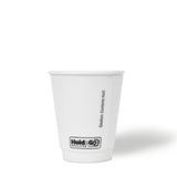 Blank 12 oz premium recyclable double walled paper cup on white background.