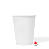 Blank 12 oz recyclable paper cup on white background.