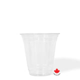 Blank 12 oz recyclable plastic cup on white background.