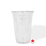 Blank 20 oz recyclable plastic cup on white background.