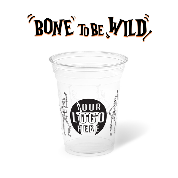 10 oz. Holiday Recyclable Plastic Cup - Bone To Be Wild (Black)