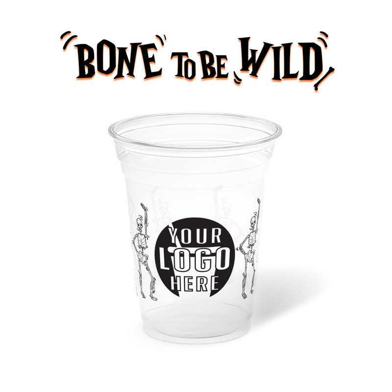 10 oz. Holiday Recyclable Plastic Cup - Bone To Be Wild (Black)