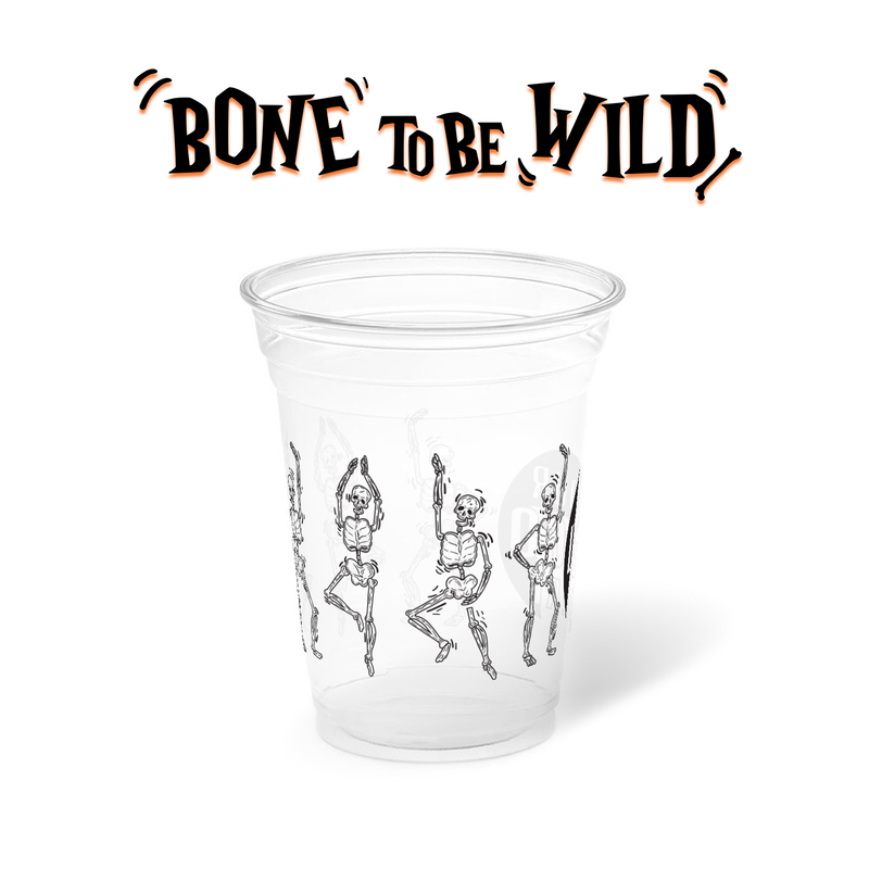 10 oz. Holiday Recyclable Plastic Cup - Bone To Be Wild (Black)