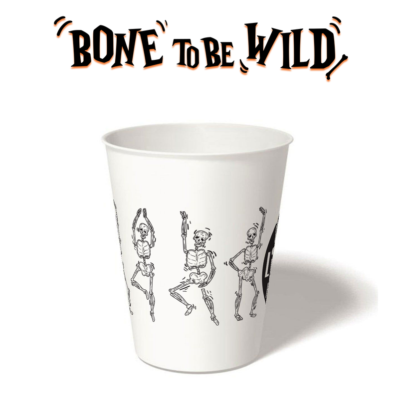 12 oz. Holiday Recyclable Paper Cup - Bone To Be Wild (Black)