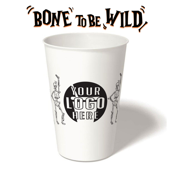 16 oz. Holiday Recyclable Paper Cup - Bone To Be Wild (Black)
