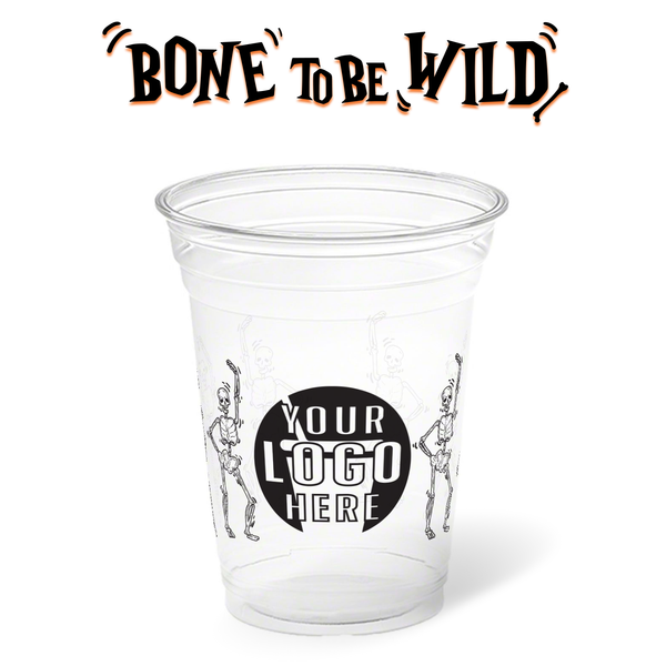 16 oz. Holiday Recyclable Plastic Cup - Bone To Be Wild (Black)