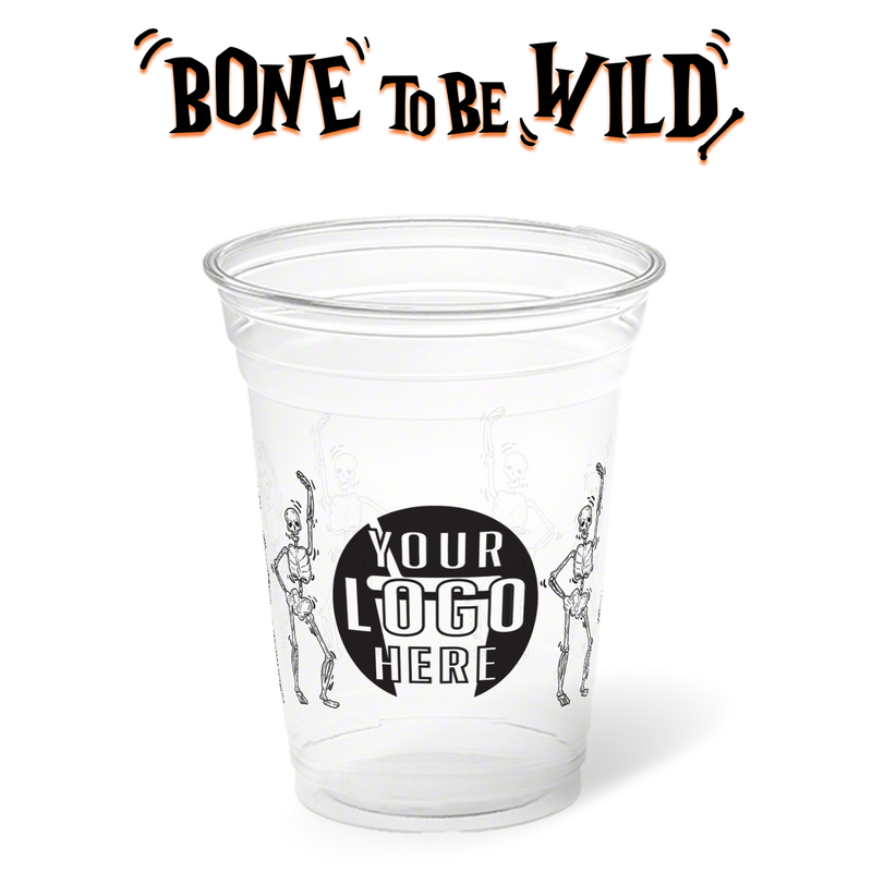 16 oz. Holiday Recyclable Plastic Cup - Bone To Be Wild (Black)