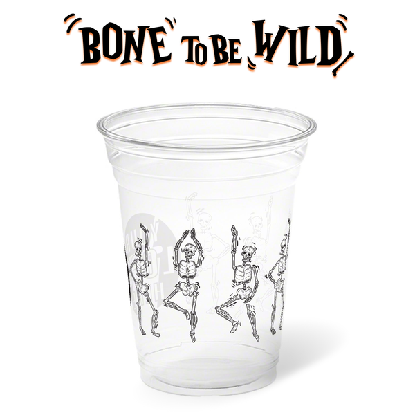 16 oz. Holiday Recyclable Plastic Cup - Bone To Be Wild (Black)
