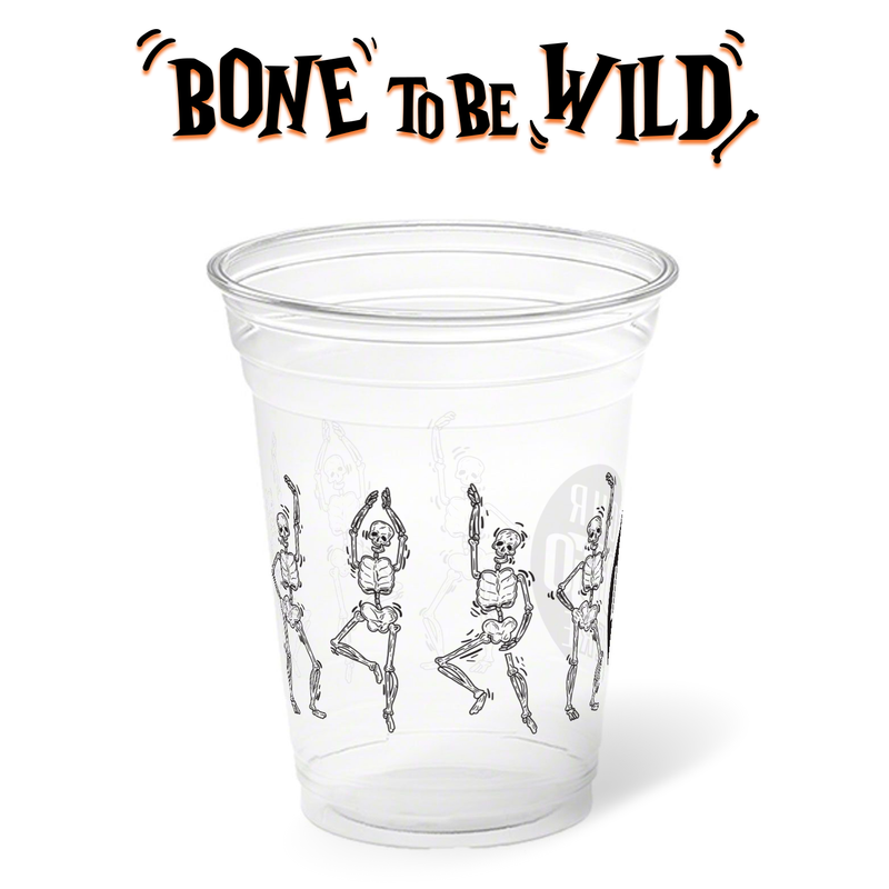 16 oz. Holiday Recyclable Plastic Cup - Bone To Be Wild (Black)