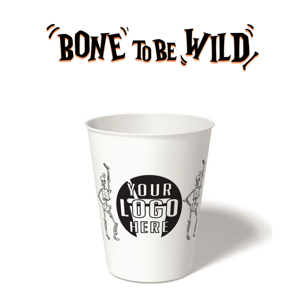 8 oz. Holiday Recyclable Paper Cup - Bone To Be Wild (Black)
