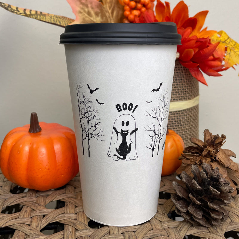 16 oz. Holiday Recyclable Paper Cup - Halloween More Boos Please - THE CUP STORE CANADA