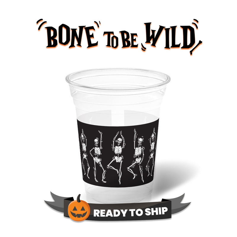 10 oz. Holiday Recyclable Plastic Cup - Bone To Be Wild (Black)