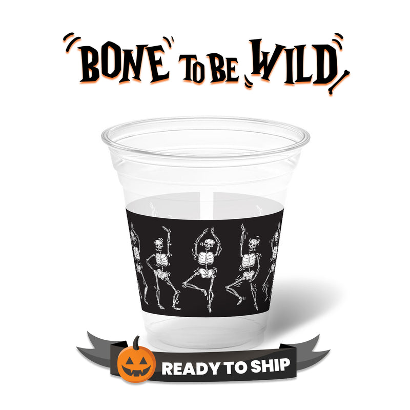 12 oz. Holiday Recyclable Plastic Cup - Bone To Be Wild (Black)