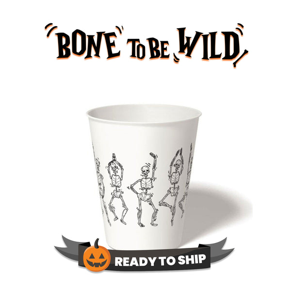 8 oz. Holiday Recyclable Paper Cup - Bone To Be Wild (Black)