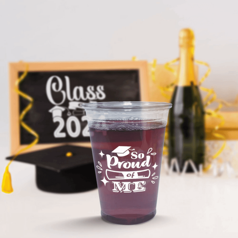 10 oz. Graduation Recyclable Plastic Cup – Cheers to us (White) - THE CUP STORE CANADA