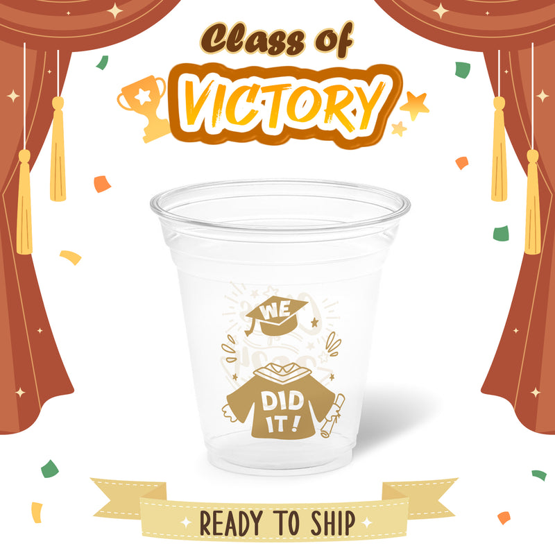12 oz. Graduation Recyclable Plastic Cup – Class of Victory (Khaki) - THE CUP STORE CANADA