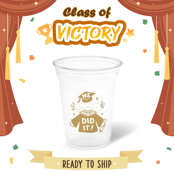10 oz. Graduation Recyclable Plastic Cup – Class of Victory (Khaki) - THE CUP STORE CANADA