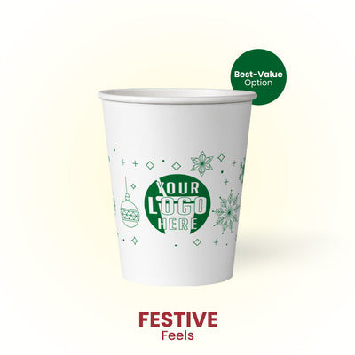 12 oz. Festive Feels Paper - Custom Printed Recyclable Paper Cup