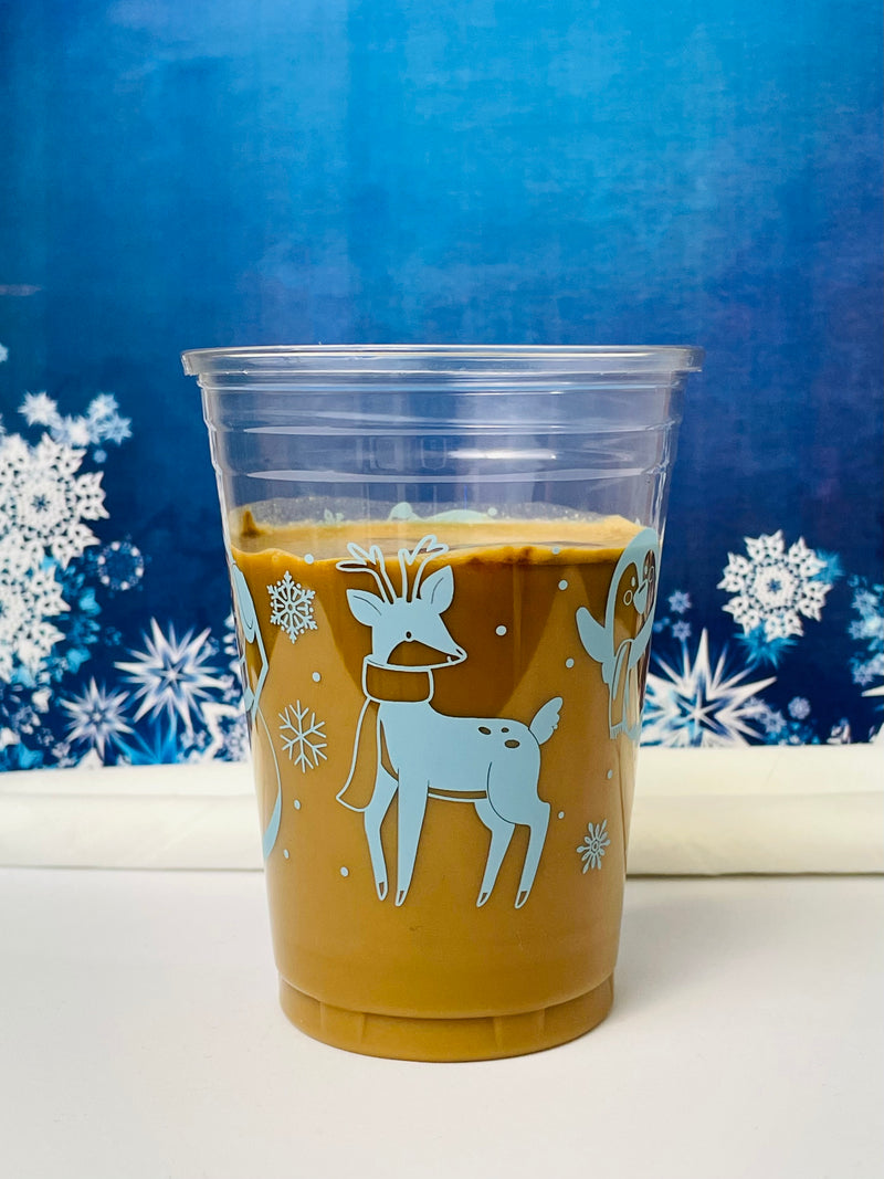 10 oz. Holiday Recyclable Plastic Cup - Frozen Fauna (Light Blue) - THE CUP STORE CANADA