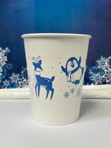 12 oz. Holiday Recyclable Paper Cup - Frozen Fauna (Dark Blue) - THE CUP STORE CANADA