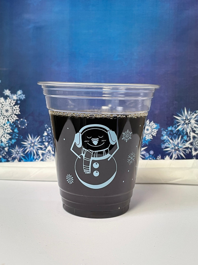 12 oz. Holiday Recyclable Plastic Cup - Frozen Fauna (Light Blue) - THE CUP STORE CANADA