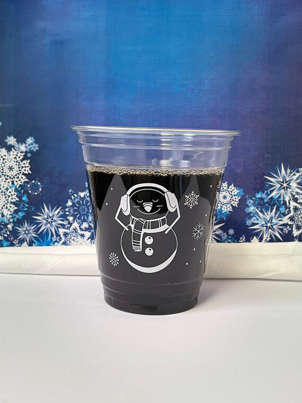 12 oz. Holiday Recyclable Plastic Cup - Frozen Fauna (White) - THE CUP STORE CANADA