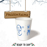 8 oz. Holiday Recyclable Paper Cup - Frozen Fauna (Dark Blue) - THE CUP STORE CANADA