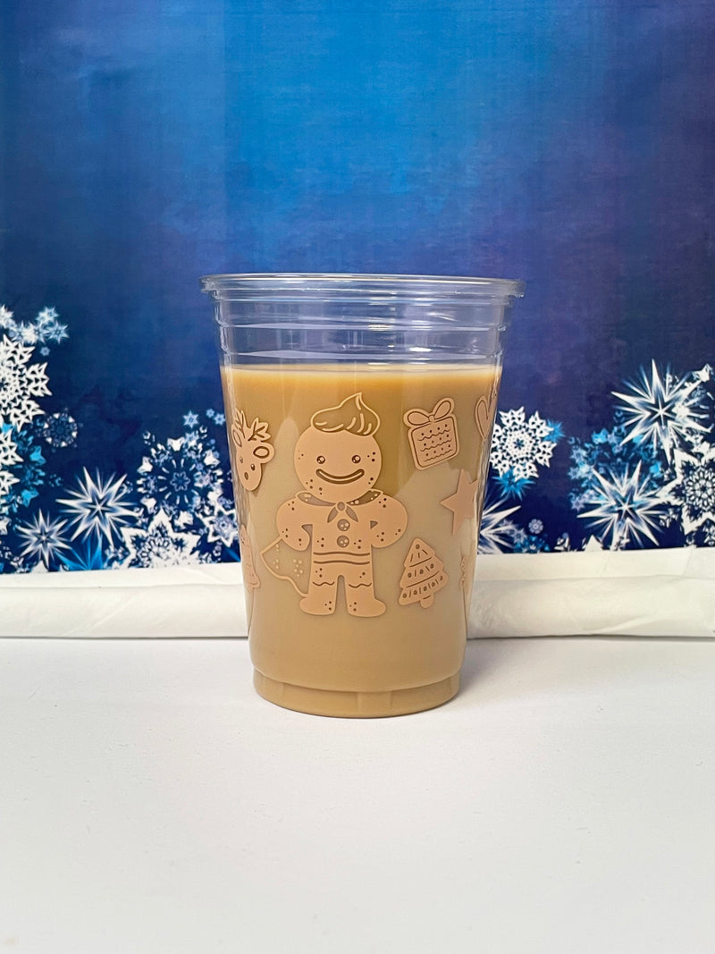 10 oz. Holiday Recyclable Plastic Cup - Gingerbread Bash (Beige) - THE CUP STORE CANADA