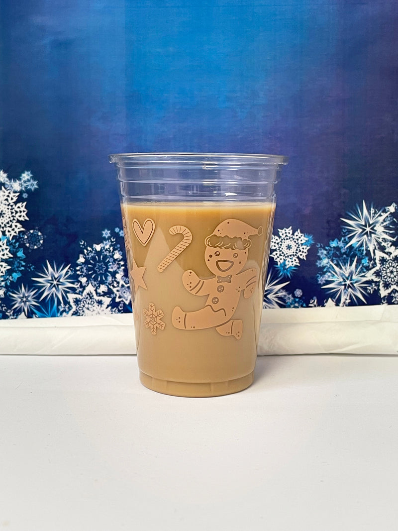 10 oz. Holiday Recyclable Plastic Cup - Gingerbread Bash (Beige) - THE CUP STORE CANADA