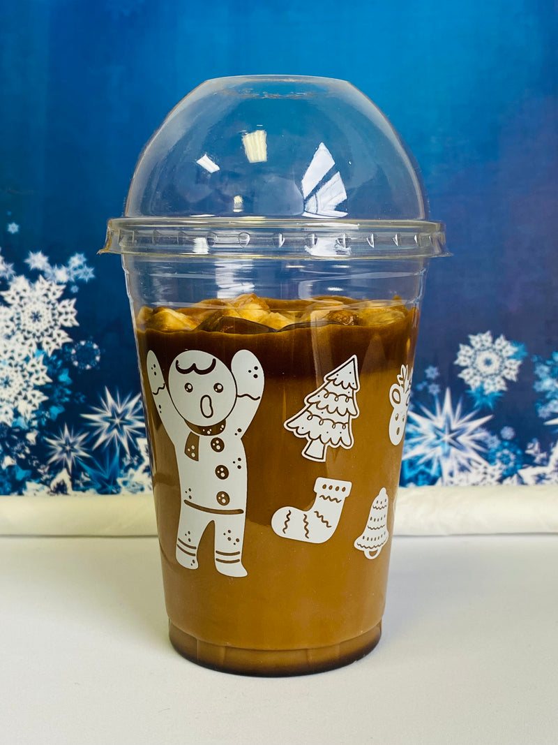 10 oz. Holiday Recyclable Plastic Cup - Gingerbread Bash (White) - THE CUP STORE CANADA