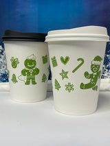 12 oz. Holiday Recyclable Paper Cup - Gingerbread Bash (Green) - THE CUP STORE CANADA