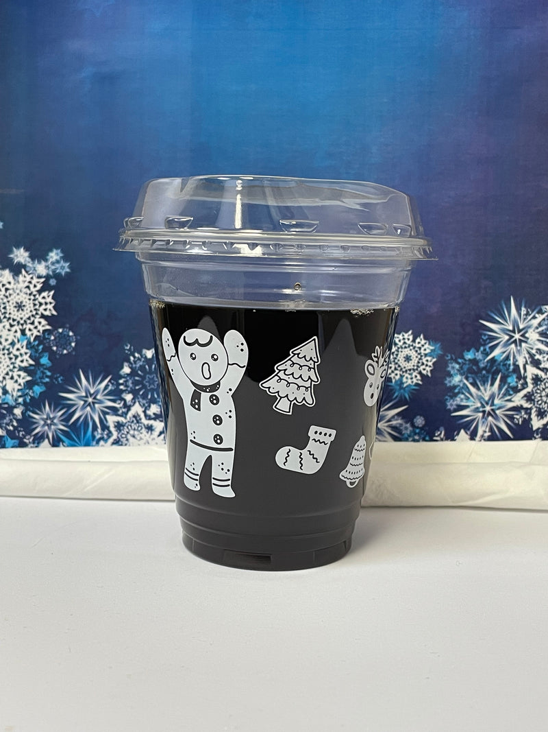 12 oz. Holiday Recyclable Plastic Cup - Gingerbread Bash (White) - THE CUP STORE CANADA