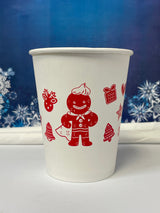 12 oz. Holiday Recyclable Paper Cup - Gingerbread Bash (Red) - THE CUP STORE CANADA