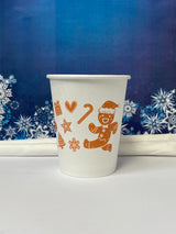 8 oz. Holiday Recyclable Paper Cup - Gingerbread Bash (Brown) - THE CUP STORE CANADA