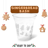 12 oz. Holiday Recyclable Plastic Cup - Gingerbread Bash (White) - THE CUP STORE CANADA