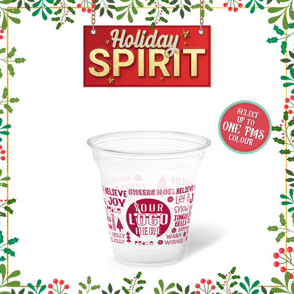 12 oz. Holiday Recyclable Plastic Cup – Custom Holiday Spirit