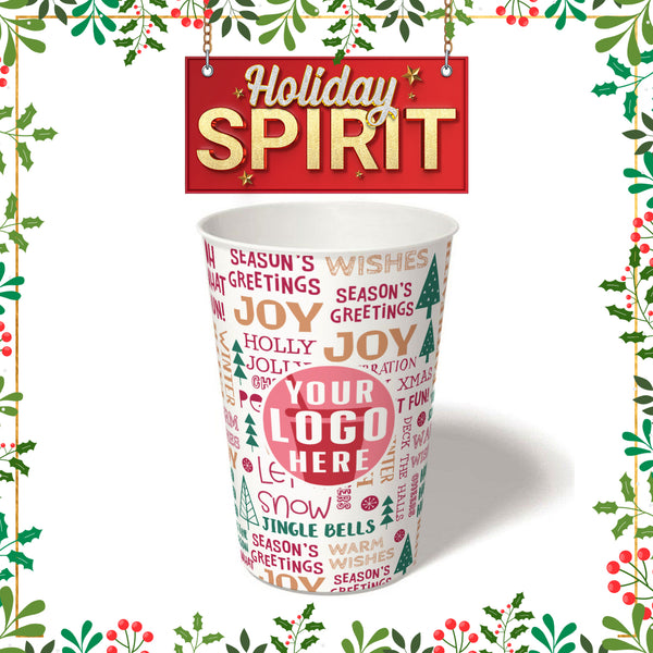 16 oz. Holiday Recyclable Paper Cup – Custom Holiday Spirit - THE CUP STORE CANADA