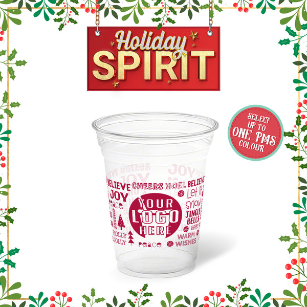 16 oz. Holiday Recyclable Plastic Cup – Custom Holiday Spirit