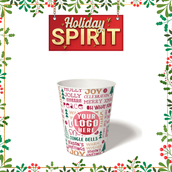 8 oz. Holiday Recyclable Paper Cup – Custom Holiday Spirit - THE CUP STORE CANADA