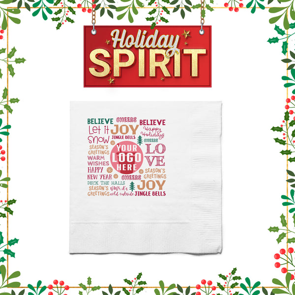 Holiday Premium White Beverage Napkin – Custom Holiday Spirit - THE CUP STORE CANADA